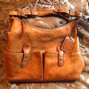 Brown/orange Leather Dooney over the Shoulder Bag